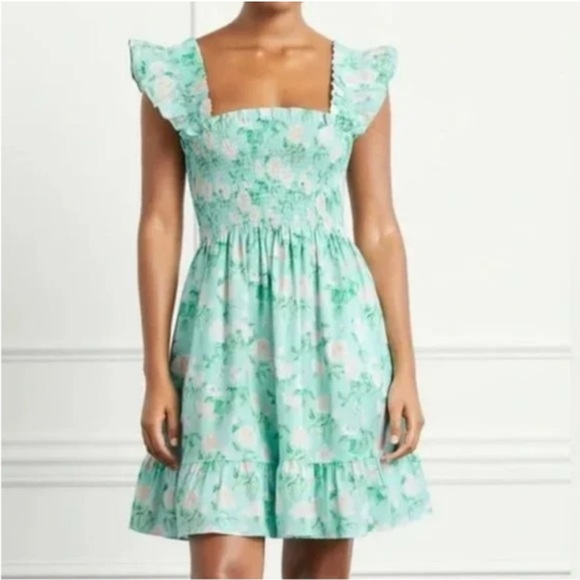 Hill House Elizabeth Mini Nap Dress in Blue Roses Cotton XS - Picture 1 of 6